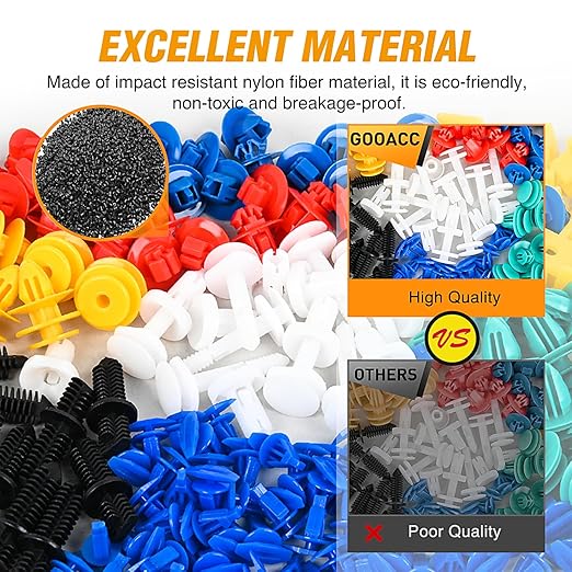 GOOACC 1315PCS Retainer Clips Interior Accessories - 56 Most Popular Sizes Bumper Trim Body Clips with Fasteners Remover and 10Pcs Reusable Cable Ties for Toyota Nissan Ford BMW Chevy Honda Subaru