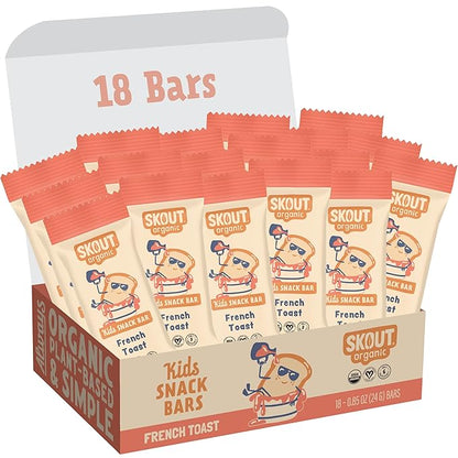 Skout Organic French Toast Kids Snack Bars (18 Pack) | Organic Kids Snack Bars | Plant-Based Nutrition | Vegan | Gluten, Dairy, Grain, Peanut, Tree Nut & Soy Free