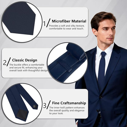 Fineknot Black Ties for Men, Formal Neckties for Men, Solid Color Mens Ties for Business, Wedding, Party, Mens Neck Tie