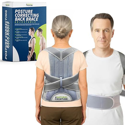 The Natural Posture Posture Corrector for Men and Women - Lumbar Back Brace and Shoulder Straightener - Helps Provide Lower Back Support and Relief - Adjustable, Comfortable and Easy to Wear