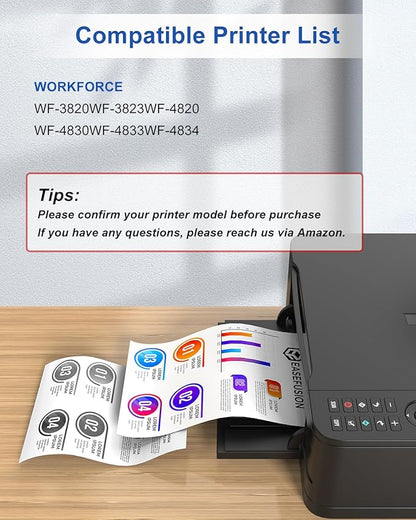 Latest Chip Remanufactured Ink Cartridges Replacement for Epson 822XL 822 XL Ink Cartridges Combo Pack Works with Workforce Pro WF-3820, WF-3823, WF-4820, WF-4830, WF-4833, WF-4834 Printers (4-Pack)