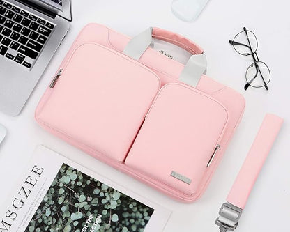 Lacdo 360° Protective Laptop Shoulder Bag, 14 inch Laptop Sleeve Bag for 14 inch New MacBook Pro M5/M4/M3/M2/M1 Chips Pro Max A3434 A3112 A3401 A3185 A2918 A2992 2025-2021 Computer Messenger Bag, Pink