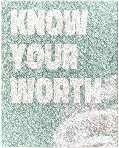 Know Your Worth Workbook by Angie Bellemare: Transformational Self-Growth & Mindset Journal for Women | 277-Page Full-Color Hardcover with 12 Chapters + 31-Day Challenge | Vegan Pebble-Leather Edition