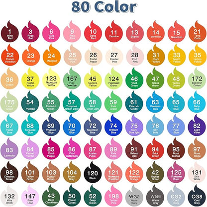 80 Colors Alcohol Markers Set, Alchilalart Artist Art Alcohol Markers, Classic Series Alcohol Felt Permanent Art Markers, Animation Art Sketch Sketching Highlighting for Adult Kids