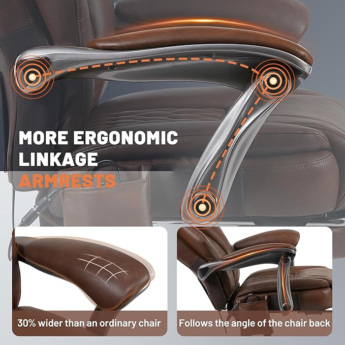Massage Office Chair with Heating Function & Footrest, 6-Point Vibration, Ergonomic Executive Reclining Desk Chair with Padded Seat for Relaxation, Comfort & Stress Relief