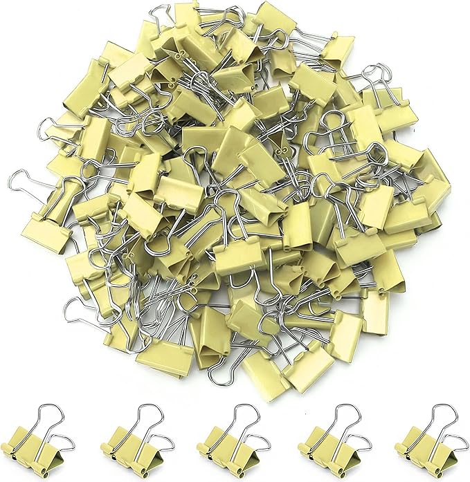 100 Pack Mini Yellow Binder Clips 5/8 Inch (15 mm), Colored Little Paper Clamps, Small Tiny Micro Size Paper Clips for Office Home School Business 0.6"