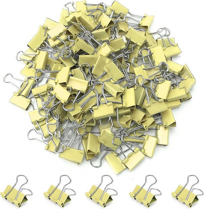 100 Pack Mini Yellow Binder Clips 5/8 Inch (15 mm), Colored Little Paper Clamps, Small Tiny Micro Size Paper Clips for Office Home School Business 0.6"