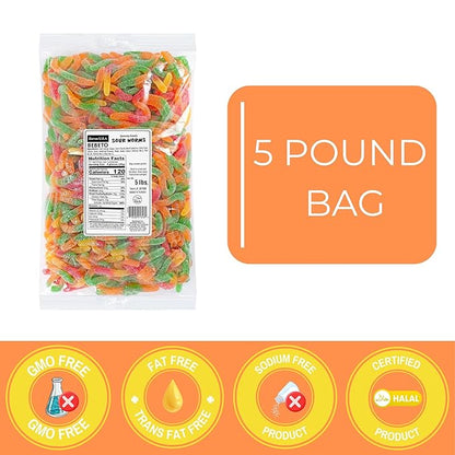 Kervan Candy Bebeto Sour Worm Gummies - Fruity & Soft Gummy Candy Bulk for Kids, Gift Snacks and Parties - Sour Gummy Worms Party Size Bag (5 lbs)