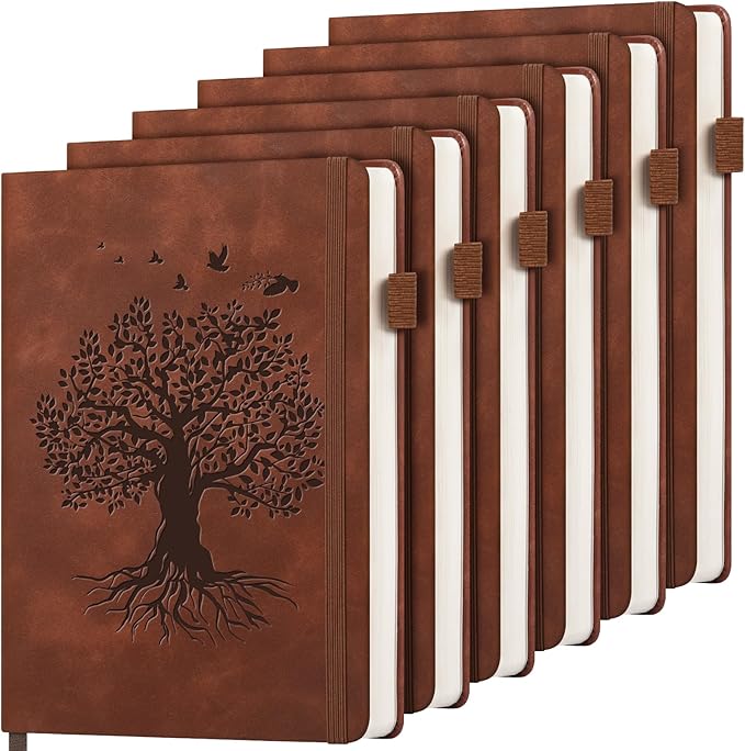 6 Pack Lined Journal Notebook for Women Men, A5 Hardcover Leather Journals for Writing, 200 Pages Thick Paper, Daily Journal Notebook for Work, School, Note Taking, Business, Travel, College Ruled