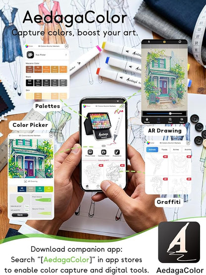 280 Colors Alcohol Markers with Free App, Dual Tip Art Markers with Kickstand Case for Artists Adults,Alcohol Based Marker for Coloring Painting Sketching and Drawing, Great Gift