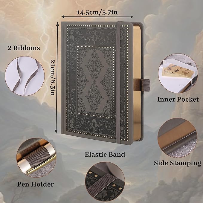TIEFOSSI Dot Journals for Women Men, Dot Journals for Writing Women, 160gsm Thick Paper, 190 Numbered Pages, for Planner Organization