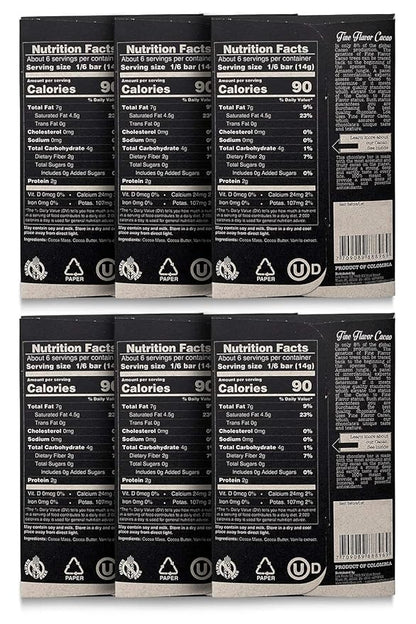 Lök Foods Dark Chocolate Bar 100% Cacao | Fair Trade, Kosher, Gluten Free, Vegan, Bean-to-Bar, Sugar-Free, No Sugar Alcohol, No Artificial Sweetener, Keto Friendly, Low-Carb, Paleo | 3.0 Ounce 6 Pack