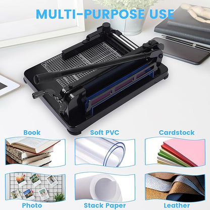 Heavy Duty Paper Cutter for A4 Paper, Guillotine Paper Cutter 12 Inch, 400 Sheet Capacity, Solid Steel Construction