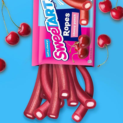SweeTARTS Ropes, Cherry Punch Candy, 3 Ounce Pouch (Pack of 12)