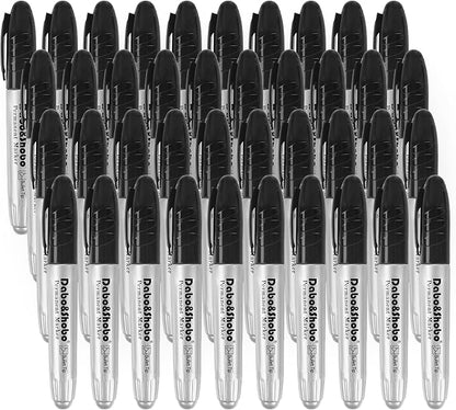 Dabo&Shobo Permanent Markers Jumbo Size, 40 Count, Bullet Tip, Large Black Permanent Markers Set