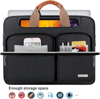 Lacdo 360° Protective Laptop Shoulder Bag, 16 inch Laptop Bag for 16 inch New MacBook Pro M4/M3/M2 /M1 Pro Max A3403 A3186 A2991 A2780 A2485 2024-2019, 15" Surface Laptop 7th Copilot+PC Computer,Black