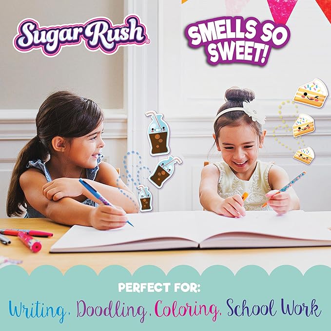 Sugar Rush Scented Pen and Marker Bundle – 56-Count Art Supplies Set with Gel Pens, Fineline Markers, Retractable Pens, and Candy Scented Markers – Non-Toxic for Kids Ages 3+