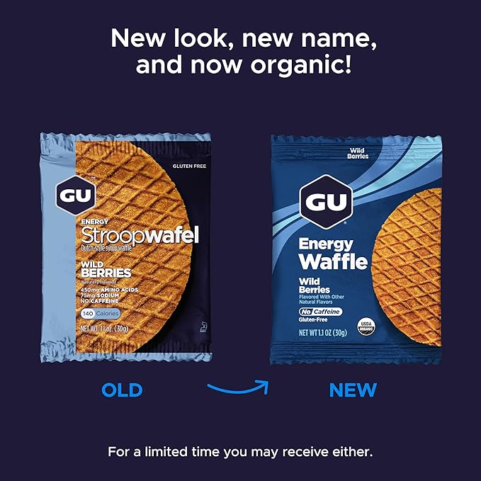 GU Energy Stroopwafel Wild Berry Sports Nutrition Waffle, Caffeine-Free, Gluten-Free, and Kosher dairy On-the-Go Energy for Any Workout, 16 Count