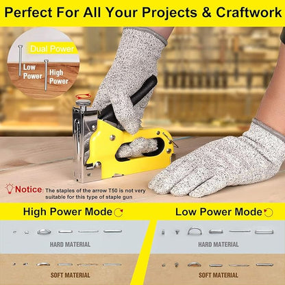 Heavy Duty 3-in-1 Staple Gun with 600 Staples, Manual Nail Gun,Upholstery Stapler for Wood, Furniture, Carpet, Carpentry, DIY, Wire, Decoration, Craft, Fixing Material