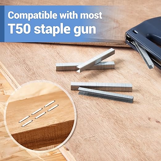 meite T50 Staples, 5/16 Inch Heavy Duty Staples for Staple Gun, Galvanized 20 Gauge 3/8 Inch Crown Staple for Upholstery, Construction, Furniture (1 Case)
