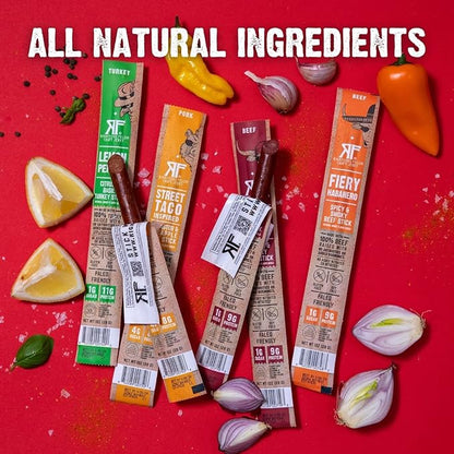 Righteous Felon Beef Jerky & Meat Sticks Variety Pack | Gifts for Men | High Protein, Keto, Low Sugar | Made with Premium Meats | Gluten Free Beef Jerky Snack Packs | Whole Shebang 16 Pack