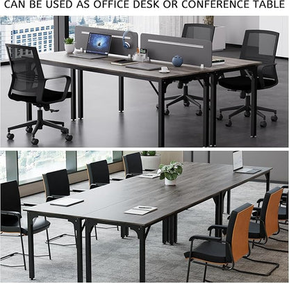 78.7 Inches Extra Long Desk,6.5ft Office Table with Flexible Configuration,Large Computer Table with Adjustable Footpads,Stable Structure,Standing Desk for 2 Person (Grey)