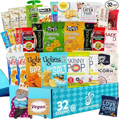 Gluten Free Palace Deluxe Snacks Variety Pack – Vegan Gift Basket – Healthy Gift Basket for Adults and Snack Box for College Students (32 Count)