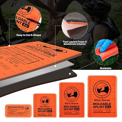 RHINO RESCUE First Aid Splint 36" X 4.3" Orange-Gray, Keep Bones in Position (6, Splint Bundle)