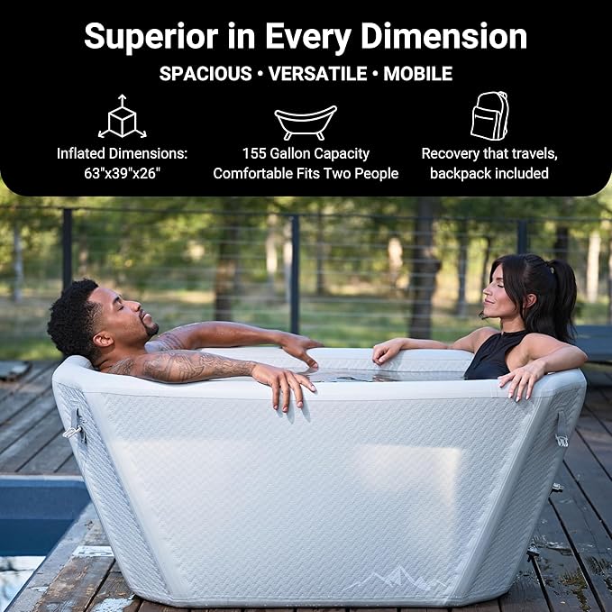 Cold Plunge Tub with Water Chiller - 1HP Efficient Hot and Cold Water Chiller for Ice Bath - Premium Ice Bath Tub with Chiller - WiFi - Filter - Ozone/UV - Ice Bath with Chiller