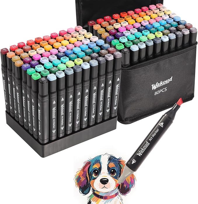 Alcohol Markers, 80 Colors Dual Tip Permanent Art Markers, Drawing Marker, Coloring Marker for Book Painting Card Making for Adults Kids.