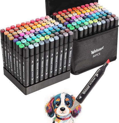 Alcohol Markers, 80 Colors Dual Tip Permanent Art Markers, Drawing Marker, Coloring Marker for Book Painting Card Making for Adults Kids.