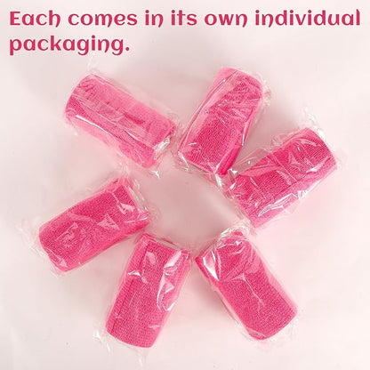 6 Rolls Elastic Self Adhesive Bandage Wrap 4 Inch, Breathable Non Woven Cohesive Bandage, Vet Wrap for Dogs, Ankle Sprains Swelling Medical First Aid Tape, Sports Athletic Tape Hot Pink