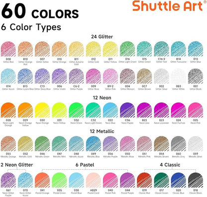 Shuttle Art Gel Pens, 120 Pack Gel Pen Set Packed in Sturdy Box, 60 Unique Colors with 60 Refills for Adults Coloring Books Drawing Doodling Crafts Scrapbooking Journaling
