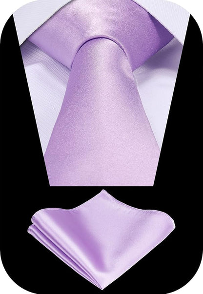 TIE G 5pcs Tie Set in WHITE OR BLACK GIFT BOX: Solid Color Necktie, Satin Bow Tie, Pocket Square, Lapel, Cuff Links