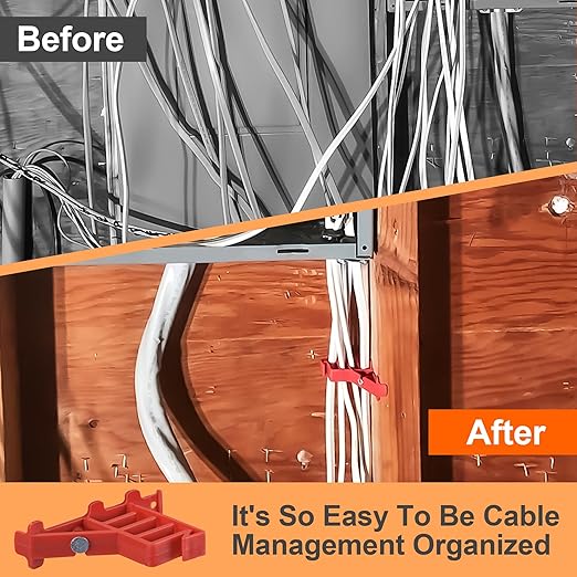 50 Pack MCS-100W Cable Staples, Compatible with Wire Staples Secures (NM) Non-Metalic, Coaxial & Data/CAT 5 Cable, Red