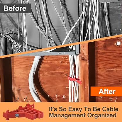 50 Pack MCS-100W Cable Staples, Compatible with Wire Staples Secures (NM) Non-Metalic, Coaxial & Data/CAT 5 Cable, Red