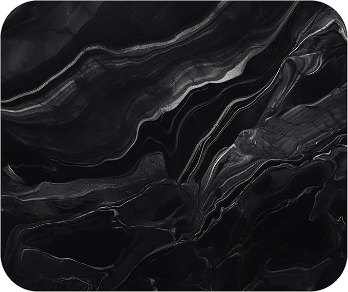 Dark Black Marble Agate Mouse Pad Mat Mousepad for Desk Computer Laptop PC Gaming Home or Office Gift Marbled Abstract (Black Marble MP05)