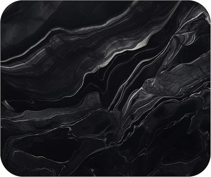 Dark Black Marble Agate Mouse Pad Mat Mousepad for Desk Computer Laptop PC Gaming Home or Office Gift Marbled Abstract (Black Marble MP05)