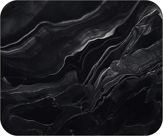 Dark Black Marble Agate Mouse Pad Mat Mousepad for Desk Computer Laptop PC Gaming Home or Office Gift Marbled Abstract (Black Marble MP05)