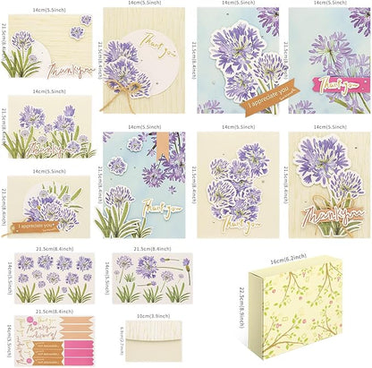 DIY Card Making Kit for Adults Flower Appreciation -Themed & Thank You Cards with Envelopes for Birthdays, Weddings, Teachers, Parents, and Gift Giving (9 Sets)