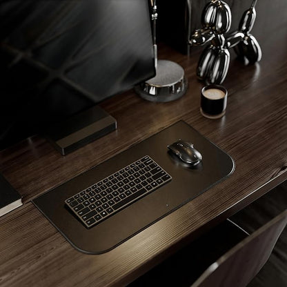 LUNAR ARTEFACTS Ambidextrous Rechargeable Bluetooth Wireless Computer Mouse Black French Leather and Aluminum, Qi Enabled USB-C