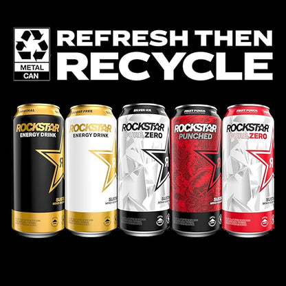 Rockstar Energy Drink Punched Watermelon, 16oz Cans (12 Pack) (Packaging May Vary)