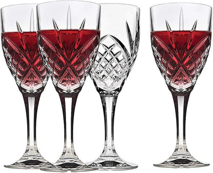 Godinger Dublin Wine Glasses, Stemmed Wine Glass Goblets, Stemmed Drinking Glasses, Glass Cups, Barware & Drinkware, 10oz Set of 4