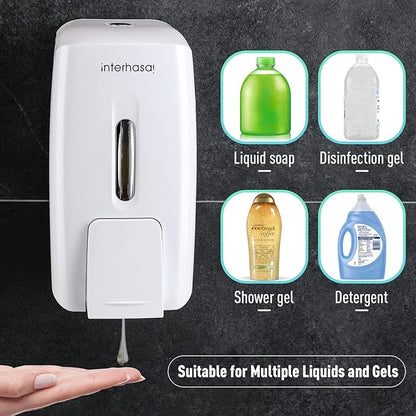 interhasa! Soap Dispenser Wall Mount Refillable 28oz Hand Sanitizer Dispenser Commercial Hand Soap Dispenser for Bathroom Support Liquid Gel Soap