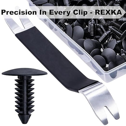 Rexka 101pcs Fender Bumper Shield Fender Liner Push Pin Retainer Clips 6030441 for Jeep Dodge Ram Chrysler + Multipurpose Auto Trim Body Remover