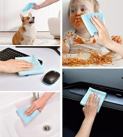 KitchLife Microfiber Cleaning Cloth Roll, 100 Pack - Tear-Away Microfiber Paper Towels, Lint-Free, Reusable, Washable for Kitchen, Car, Dishes, and Sensitive Surfaces (Blue)