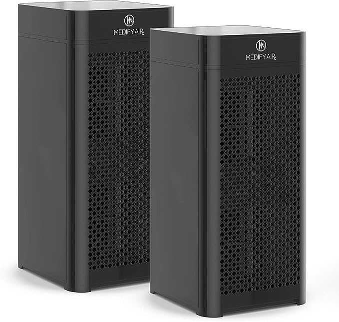 Medify MA-40 Air Purifier with True HEPA H13 Filter | 1,793 ft² Coverage in 1hr for Wildfires Smoke, Odors, Pollen, Pets |Removal to 0.1 Microns | Black, 2-Pack