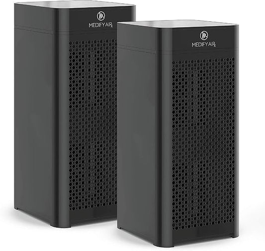 Medify MA-40 Air Purifier with True HEPA H13 Filter | 1,793 ft² Coverage in 1hr for Wildfires Smoke, Odors, Pollen, Pets |Removal to 0.1 Microns | Black, 2-Pack