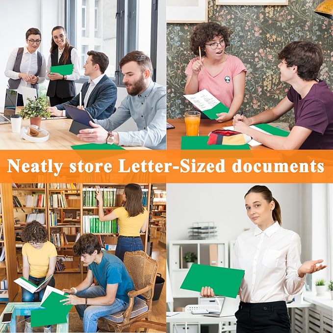 25Pcs Green Folders with Pockets,2 Pocket Folders Bulk,Holds 100 Sheets (50 per Pocket),Assorted Colors,Office Or School