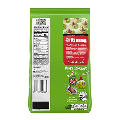 HERSHEY'S KISSES Grinch Milk Chocolate, Christmas Candy Bulk Bag, 33.85 oz